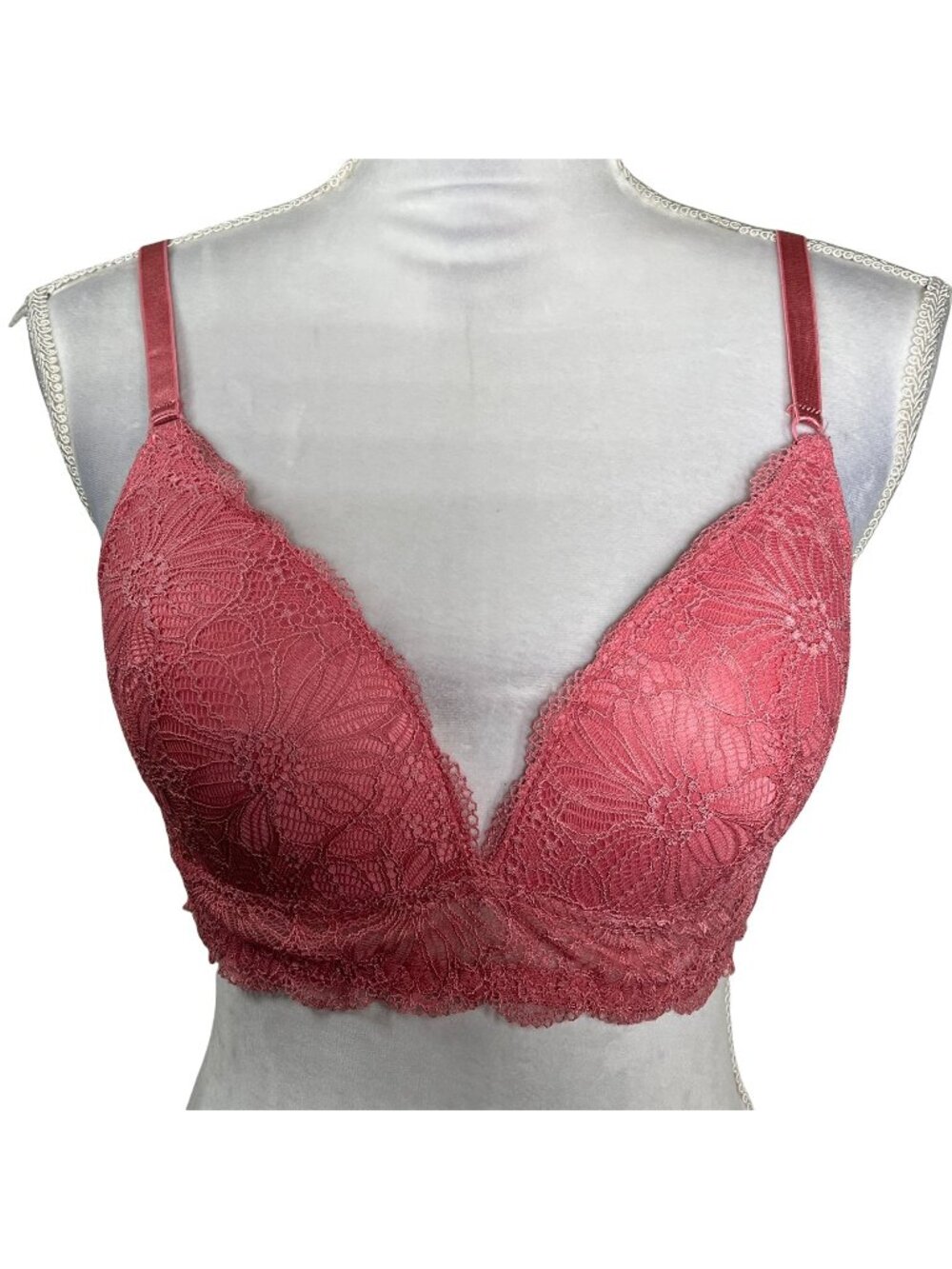 Hush Intimates Bra 36C Pink Lace Wireless Bralette Padded